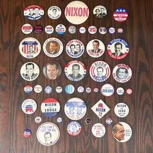 50 prendedores de botones originales diferentes del presidente Richard Nixon 1960, 1968, 1972 más - Imagen 1 de 7