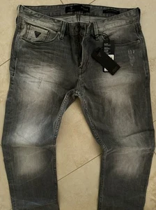 Guess Slim Fit Straight Leg Jeans Men's Size 30 X 32 Light Gray Distressed Wash - Picture 1 of 23