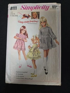 Vestidos para niñas Chitty Chitty Bang Bang Bang talla 10 1969 vintage patrón de simplicidad - Imagen 1 de 3