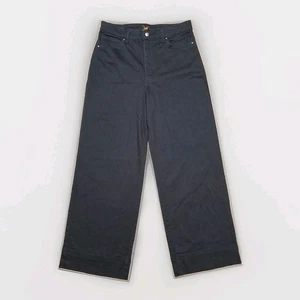 Vintage Lee Black Baggy Jeans Womens 16 Wide Leg Raver 90s Y2k Relaxed Fit Skate - Picture 1 of 14
