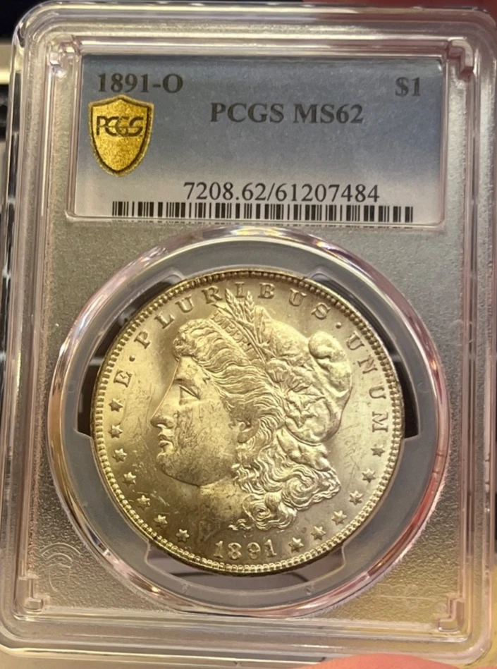 1891-O Morgan Dollar PCGS MS 62  Gold Shield  Freshly Graded - Image 1 of 2