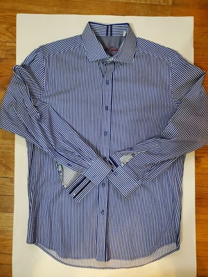 Robert Graham Shirt Men's Large Tailored Fit Modern Americana Blue White Striped - Image 1 of 4