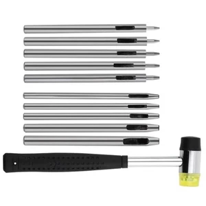 10pcs Leather Hole Punch Tool Set with Rubber Hammer for Crafts and Repairs - Picture 1 of 11