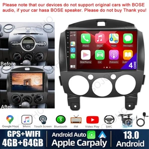 64GB Apple CarPlay For Mazda 2 2007-2014 Android 13 Car Radio Wifi Navi Stereo - Picture 1 of 13
