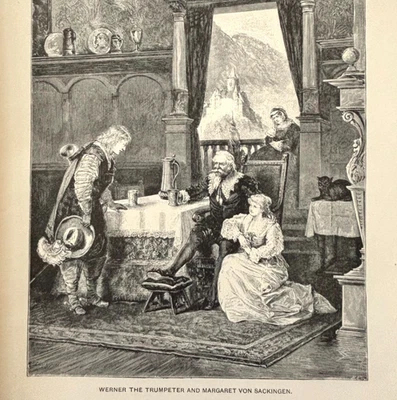 1902 Werner El Trompetista y Margaret Von Sackingen Grabado en Madera Neszler A3 Foto 1 de 3