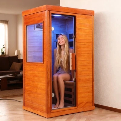 Far Infrared Sauna Room Indoor Low EMF, Carbon Fiber Heating, Bluetooth Music - Image 1 of 4