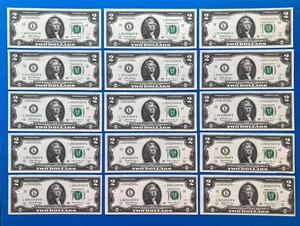 (Lot 15) TRAILING Triple 0 's $2 Two Dollar Bill Fancy Serial Number #2 *UNC* - Picture 1 of 2