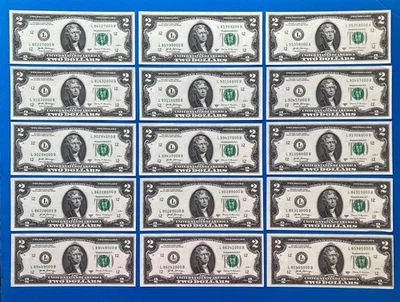 (Lot 15) TRAILING Triple 0 's $2 Two Dollar Bill Fancy Serial Number #2 *UNC* - Image 1 of 2