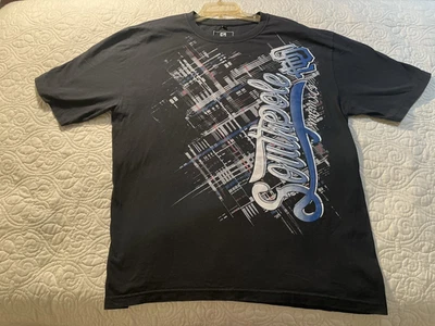Southpole Graphic T Shirt 3XB Black Plaid Silver Logo Hip Hop VTG? Y2k Chest 48" - Image 1 of 4