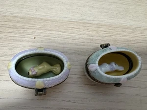 2 Vtg Easter Eggs Porcelain Trinket Box Midwest of Cannon Falls - Chick & Bunny - Picture 1 of 13