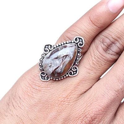 Rock Calsi Agate Gemstone Handmade Silver Jewelry  "8A" - Image 1 of 4