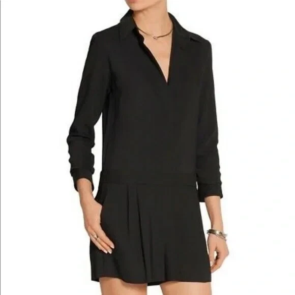 RAG & BONE Black Button-Up Shirt-Dress Shorts Playsuit Romper Jumpsuit 4 = S - Image 1 of 4