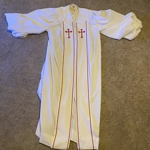 Murphy Cleric White with Red Cross Pulpit Robe S16-405633 40 Chest 5’6-33 Sleeve - Picture 1 of 3