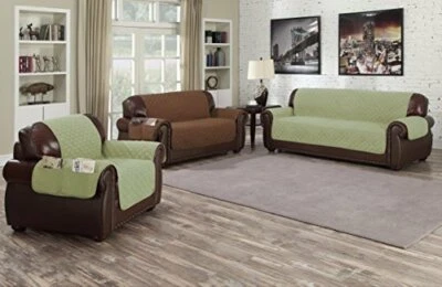 Duck River~Reynold~Reversible~ Water Resistant~Chocolate/Natural~ Loveseat Cover - Image 1 of 3