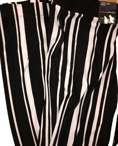 INC L NWT Urban Jungle Black White Stripe Elastic Waist Wide Leg Pant - Picture 1 of 10