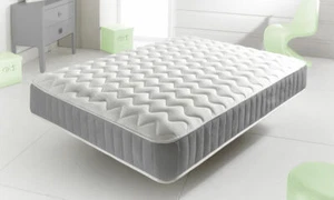 NEW MEMORY FOAM TOPPED SPRUNG MATTRESS 3FT 4FT 4FT6 DOUBLE 5FT KING - Picture 1 of 4