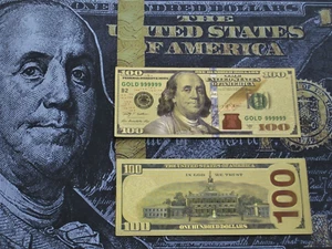 Gold 100 Dollar Bill non Paper Foil Money US Banknote Currency Note USD Reserve - Picture 1 of 2