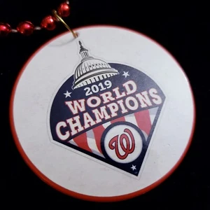Washington Nationals 2019 World Series Champions Red Beaded Necklace Baseball - Picture 1 of 11