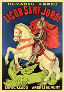 Licor Español Sant Jordi 1920 De Colección Dragón Alcohol Giclee Estampado en Lona 14x20 - Imagen 1 de 3