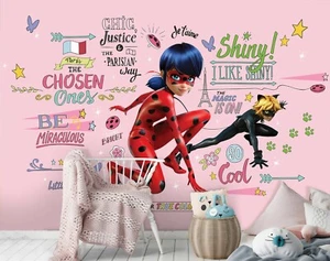 Papel pintado fotográfico milagroso 312x219 cm niña característica mural Ladybug & Cat Noir - Imagen 1 de 4