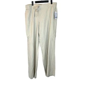 Jolt Cream Beige Linen Blend Flowy Pull On Drawstring Pants XL NEW with Tags - Picture 1 of 6
