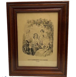 Antique Framed Victorian Prints Of Godey's Americanized Paris Fashions Woman  - Picture 1 of 12