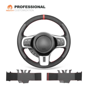 Genuine Leather Suede Car Steering Wrap for Mitsubishi Lancer Evolution EVO 10 X - Imagen 1 de 10