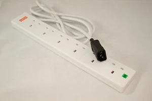IEC C14 to 6 Way UK Mains Extension Sockets Lead Cable 1.8 mtr cable See ebay sh - Picture 1 of 1