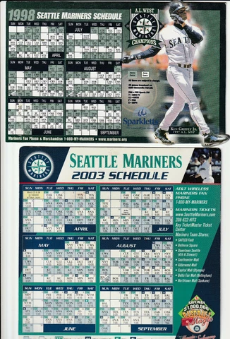 SEATTLE MARINERS MAGNETIC SCHEDULE SGA UPICK 1998 2003 2004 2005 2008 AND MORE Cover