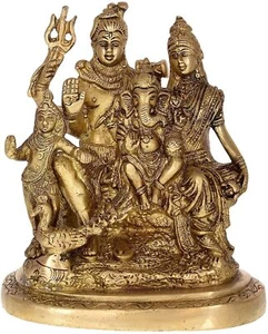 Metal Shiv Parivar Shiva Parvati Ganesh Idol Religous Figurine Statue 6 Inch - Picture 1 of 2