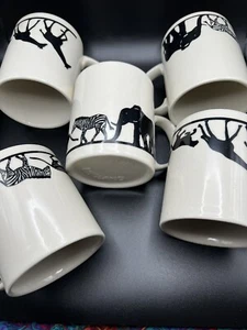 Vintage EIT Coffee Cups England Ironstone Animal Mugs Giraffe Elephant Zebra (5) - Picture 1 of 12