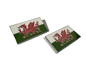 Welsh Dragon badges Quality Hot Enamel Self Adhesive Classic Car 51X 29 Mm - Picture 1 of 5