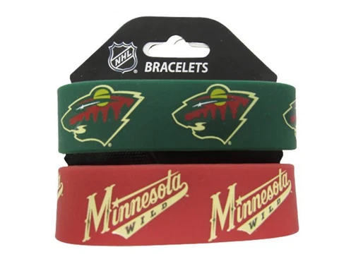 New Minnesota Wild Mens Unisex Licensed Team 2-Pack Rubber Bracelet Cover