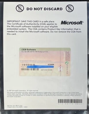 Microsoft SQL Server 2008 R2 Workgroup Software 5 Client Access License / CD8GM - Image 1 of 4