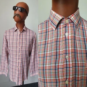 Seidensticker Vintage Single Cuff Shirt -Large- Madras Check 1980s MOD CY04 - Picture 1 of 10