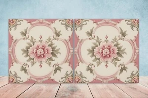 Azulejos de pared de cerámica victoriana - Juego de 2 azulejos de cerámica para salpicadero de cocina para baño - Imagen 1 de 3