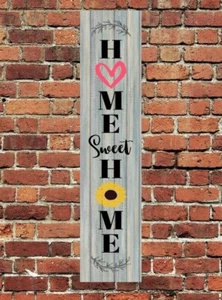 Home Sweet Home Sign Metal Aluminum 4"x18" Plaque Plate Door Entry Vertical - Picture 1 of 1
