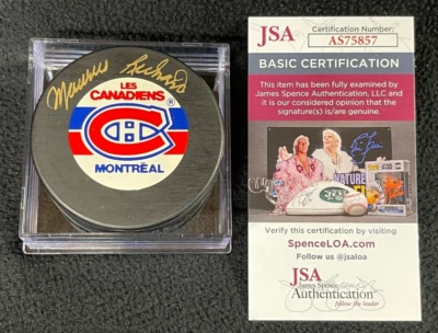 Maurice Richard Signed Montreal Canadiens Trench Puck JSA COA - Image 1 of 2