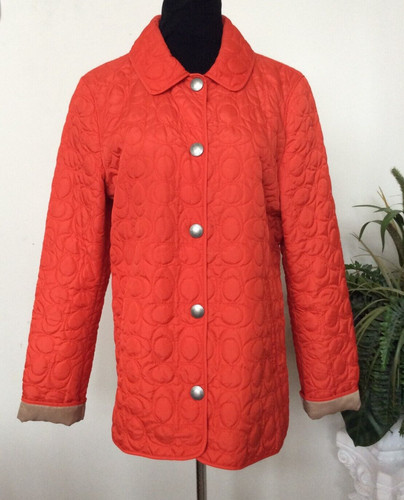Giacca antipioggia Coach donna arancione quited C impermeabile L G ottime condizioni! $400