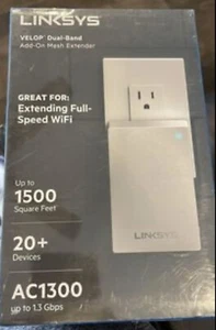 Linksys Velop Plug-In AC1300 Dual-Band Wi-Fi Mesh Extender WHW0101P - Picture 1 of 1