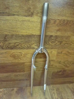 NOS 1 1/8" x 8 1/4" THREADED 26" CANTILEVER BRAKE RIGID STEEL FORK - CHROME - Image 1 of 4