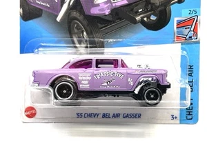 Hot Wheels 55 Chevy Bel Air Gasser Triassic-Five púrpura SUPER PERSONALIZADO INTERCAMBIO DE RUEDAS - Imagen 1 de 4