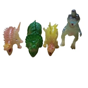 Lote de 4 dinosaurios translúcidos huecos de colección Triceratops Stegosaurus - Imagen 1 de 18