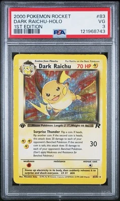 PSA 3 Dark Raichu 1st Edition Holo Team Rocket #83 2000 Pokemon WoTC VG - Image 1 of 2