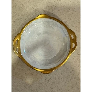 Vintage German Lusterware Round Dish gold Rim - Picture 1 of 5