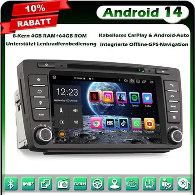 Android 14.0 DVD GPS Autoradio Navi für Skoda Octavia Rapid Roomster Superb Yeti - Bild 1 von 4