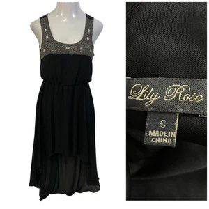 Vestido Lily Rose Mujer Talla Pequeña Negro Cuentas Alto Bajo Trabajo Oficina Iglesia Elegante - Imagen 1 de 12