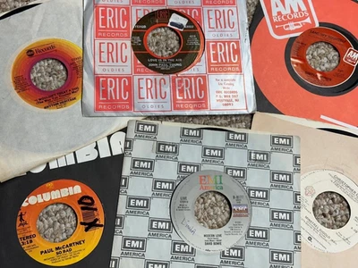 RARE 1970's 1980's lot 7" vinyl Classic Rock Garage Alt New Wave Prog Pop 45's - Image 1 of 4