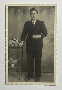 Señora Desantis sobrino joven en traje foto real postal italiana Tensi sin publicar - Imagen 1 de 2