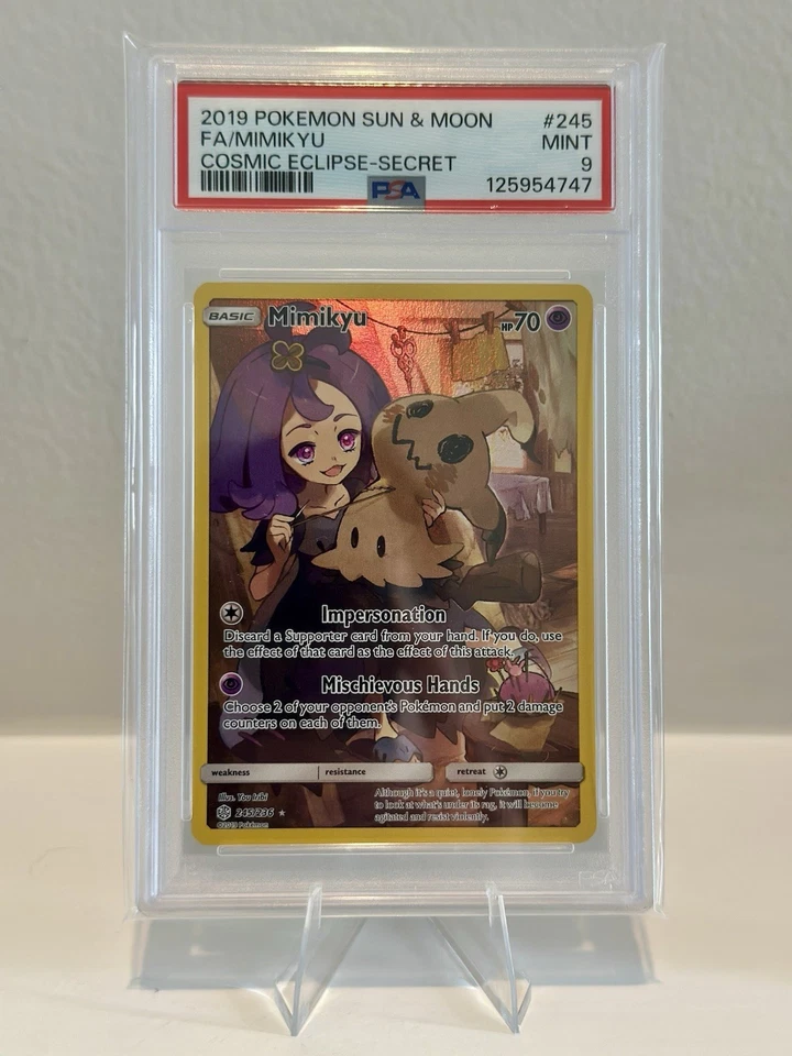 2019 Pokémon Sun & Moon Mimikyu #245 Full Art Secret Cosmic Eclipse PSA 9 - Image 1 of 1